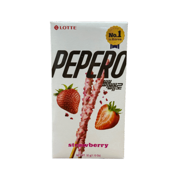 PEPERO SABOR VAINILLA Y COBERTURA DE CHOCOLATE BLANCO SABOR FRESA 32GR