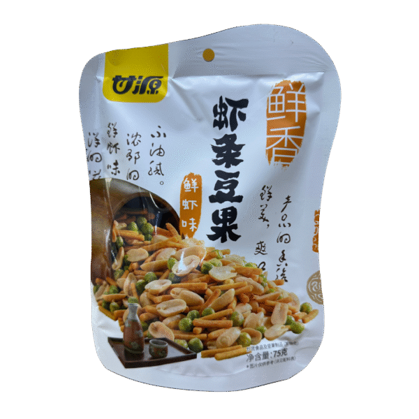 BOCADITOS DE GUISANTES, FRIJOLES Y MANÍ SABOR A CAMARÓN 75GR